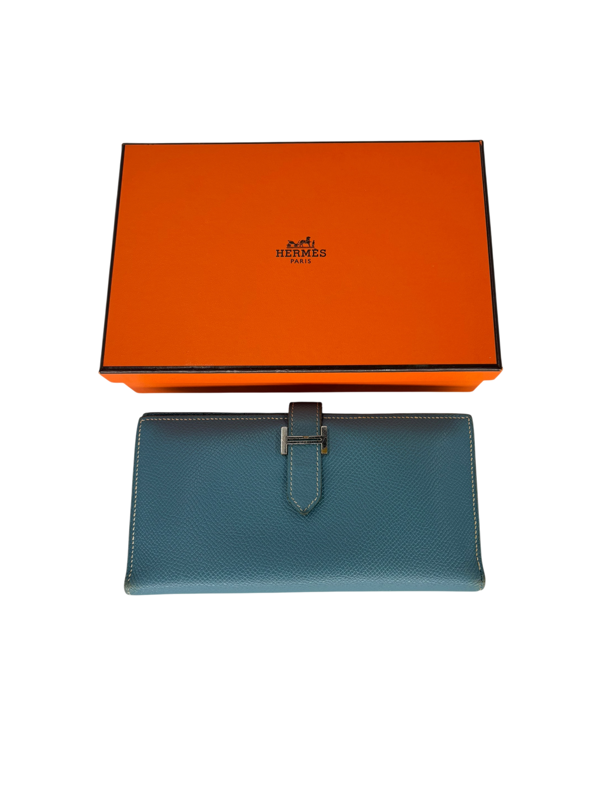 Hermès Portefeuille Béarn Soufflet bleu