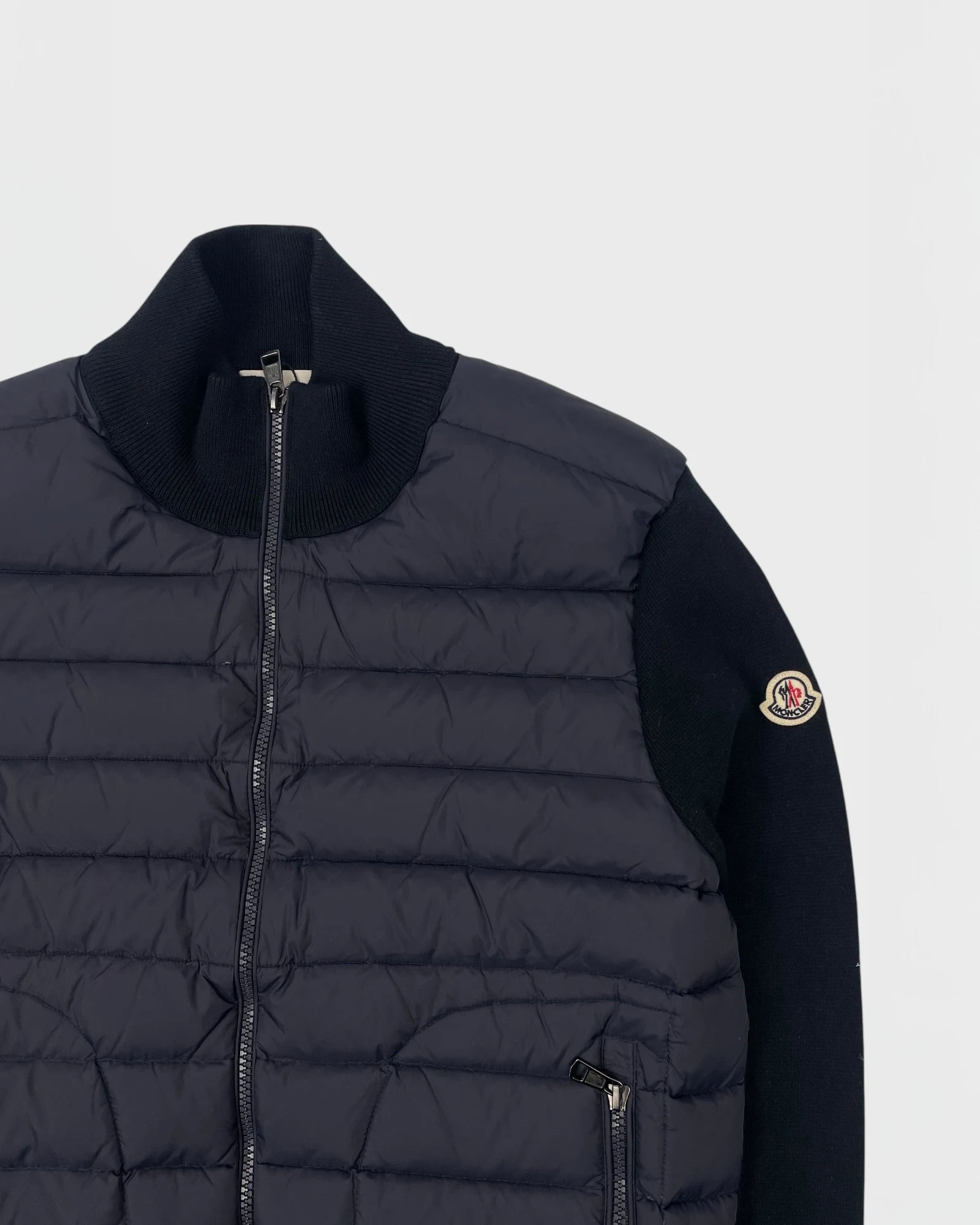 Moncler doudoune bi-matière cardigan