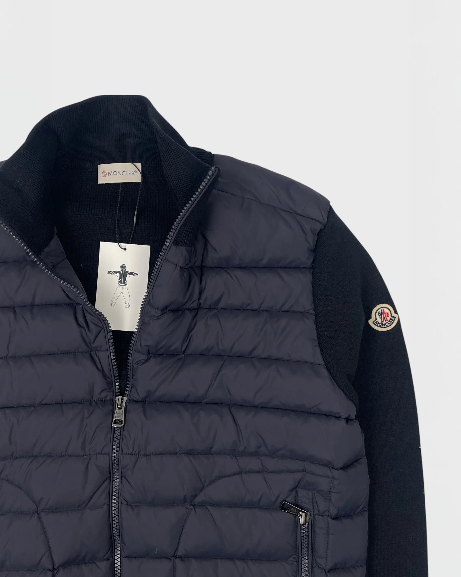 Moncler doudoune bi-matière cardigan