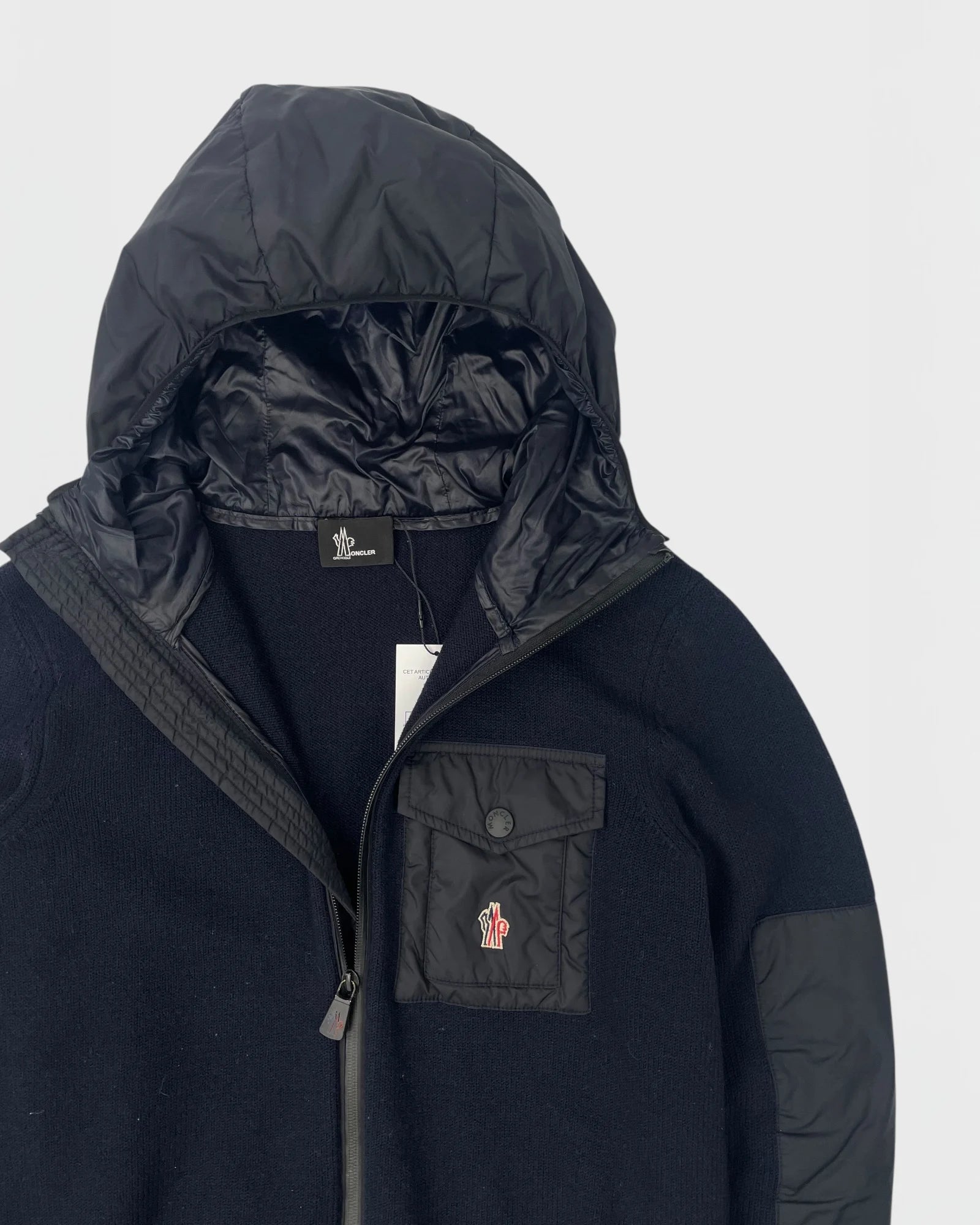 Moncler doudoune bi-matière cardigan