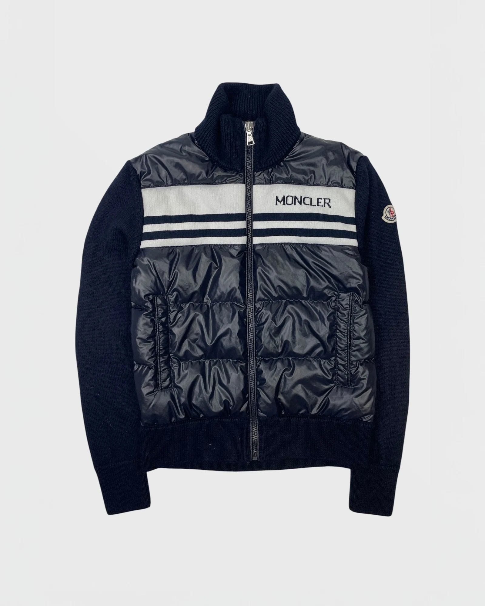 Moncler doudoune bi-matière cardigan