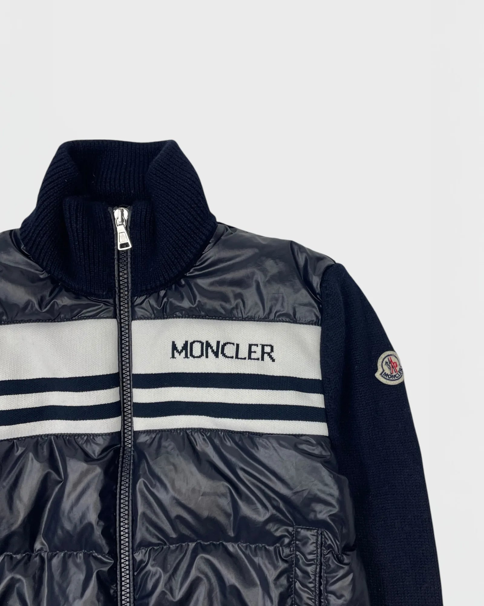 Moncler doudoune bi-matière cardigan