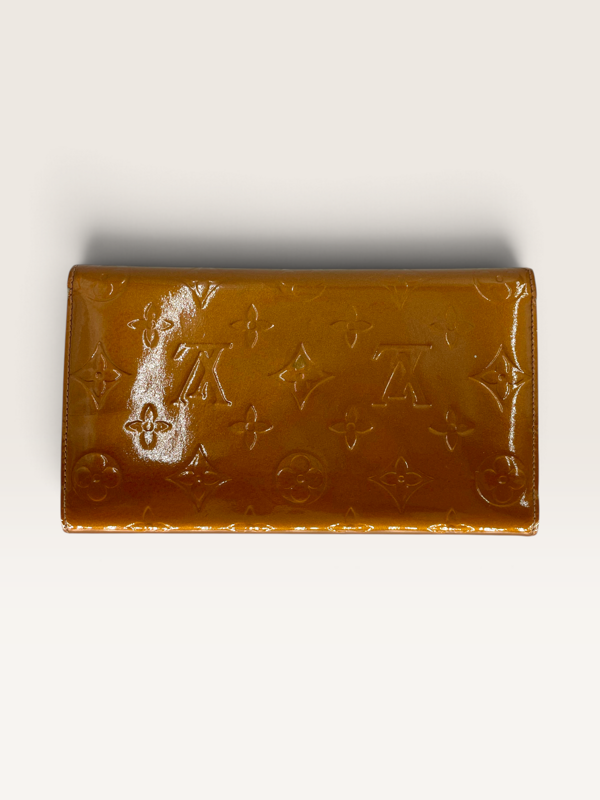 Louis Vuitton Portefeuille Sarah cuir vernis camel
