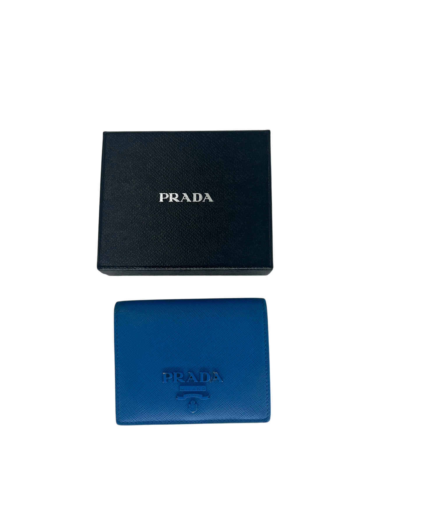 Prada Porte-monnaie en cuir bleu
