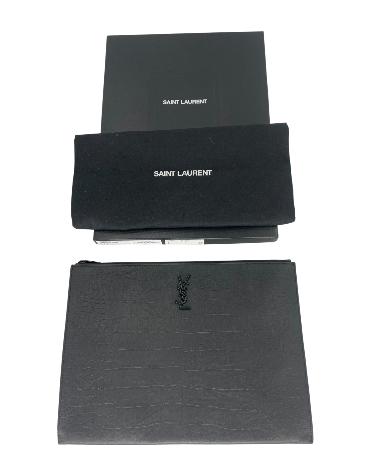 Saint Laurent Pochette croco noir