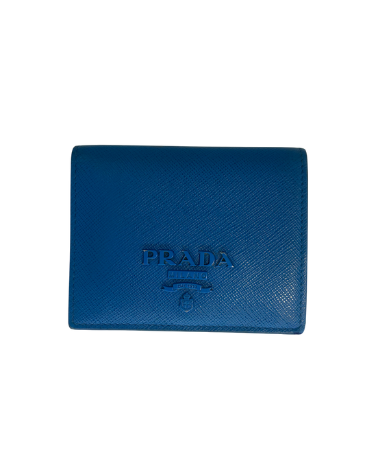 Prada Porte-monnaie en cuir bleu