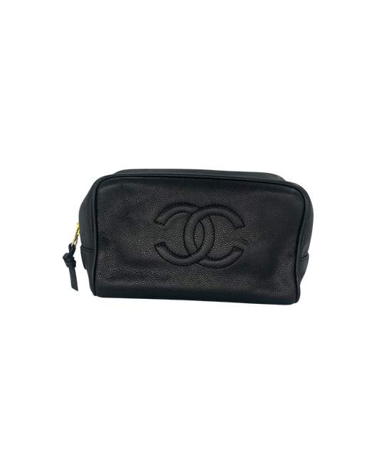 Chanel pochette en cuir noir