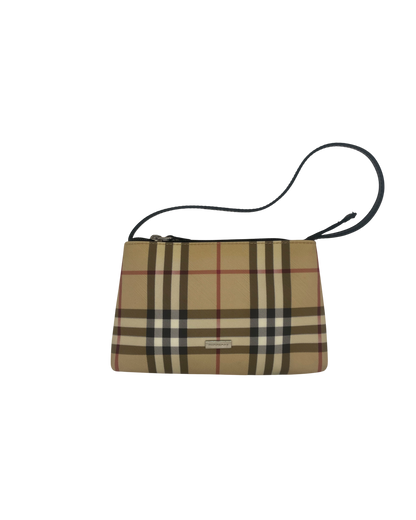 Burberry sac porté épaule tartan beige