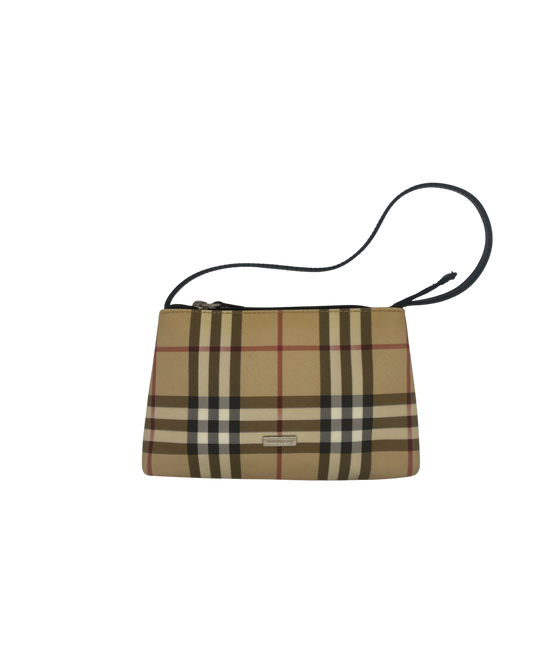 Burberry sac porté épaule tartan beige
