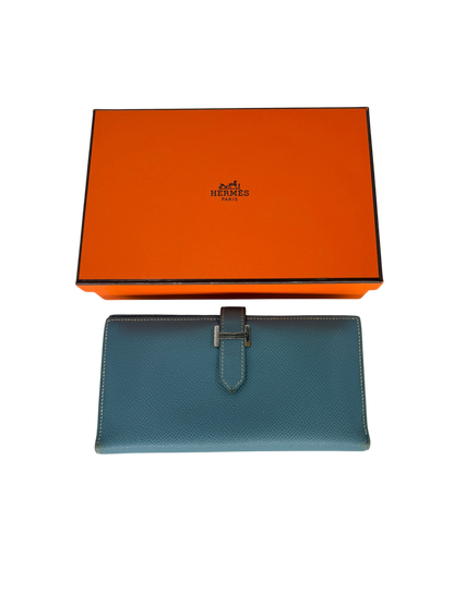Hermès Portefeuille Béarn Soufflet bleu