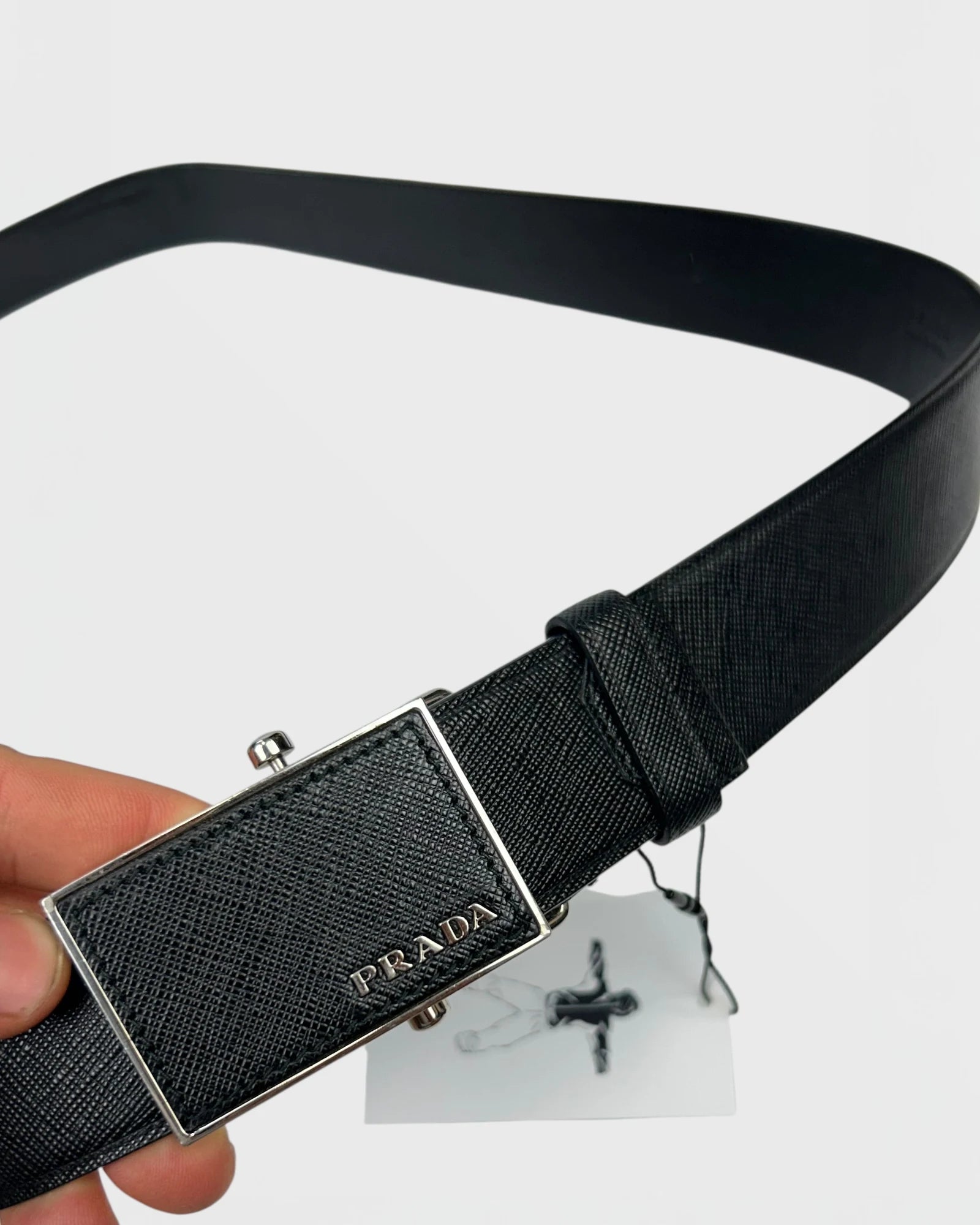 Prada cuir safiano ceinture