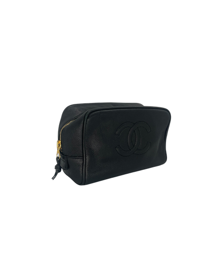 Chanel pochette en cuir noir