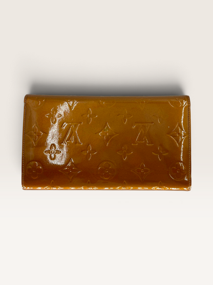 Louis Vuitton Portefeuille Sarah cuir vernis camel