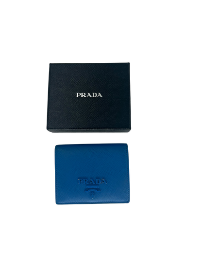 Prada Porte-monnaie en cuir bleu