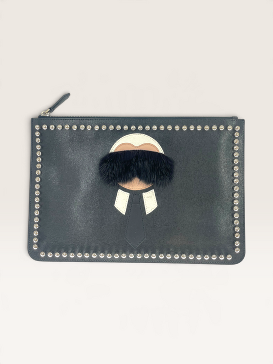 Fendi x Karl Lagarfeld Pochette en cuir