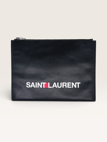 Saint laurent pochette en cuir lisse