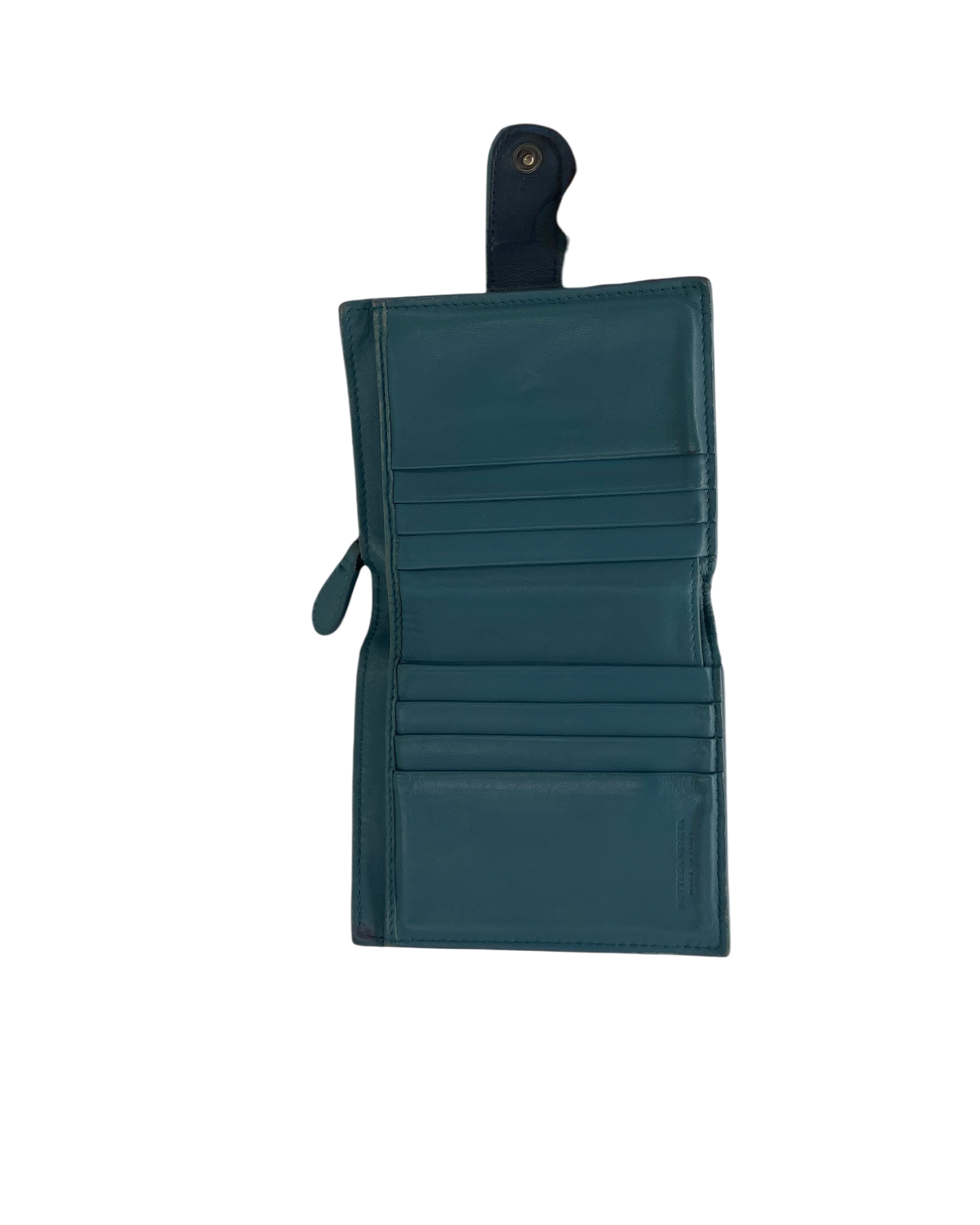 Bottega Veneta Porte-monnaie en cuir bleu