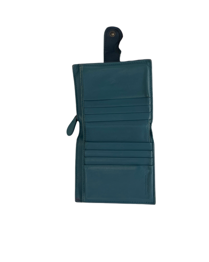 Bottega Veneta Porte-monnaie en cuir bleu