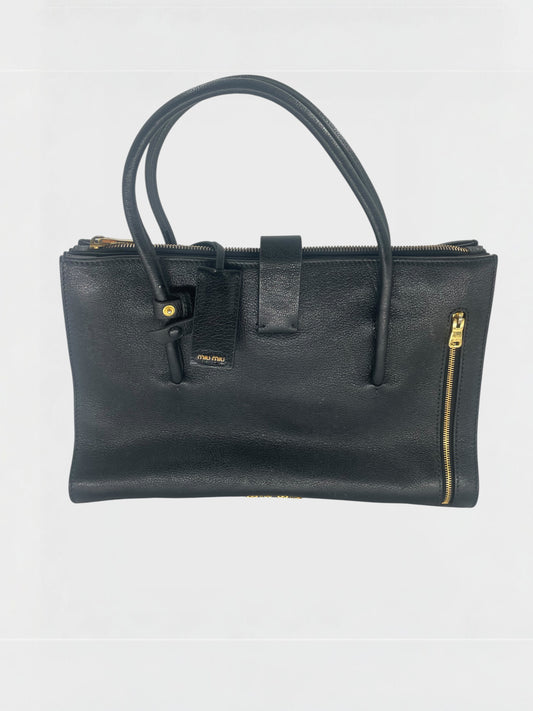 Miu Miu Sac à Main Madras Cuit Noir