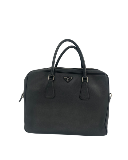 Prada Porte-documents en cuir noir