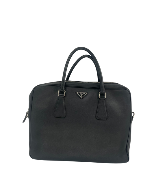 Prada Porte-documents en cuir noir