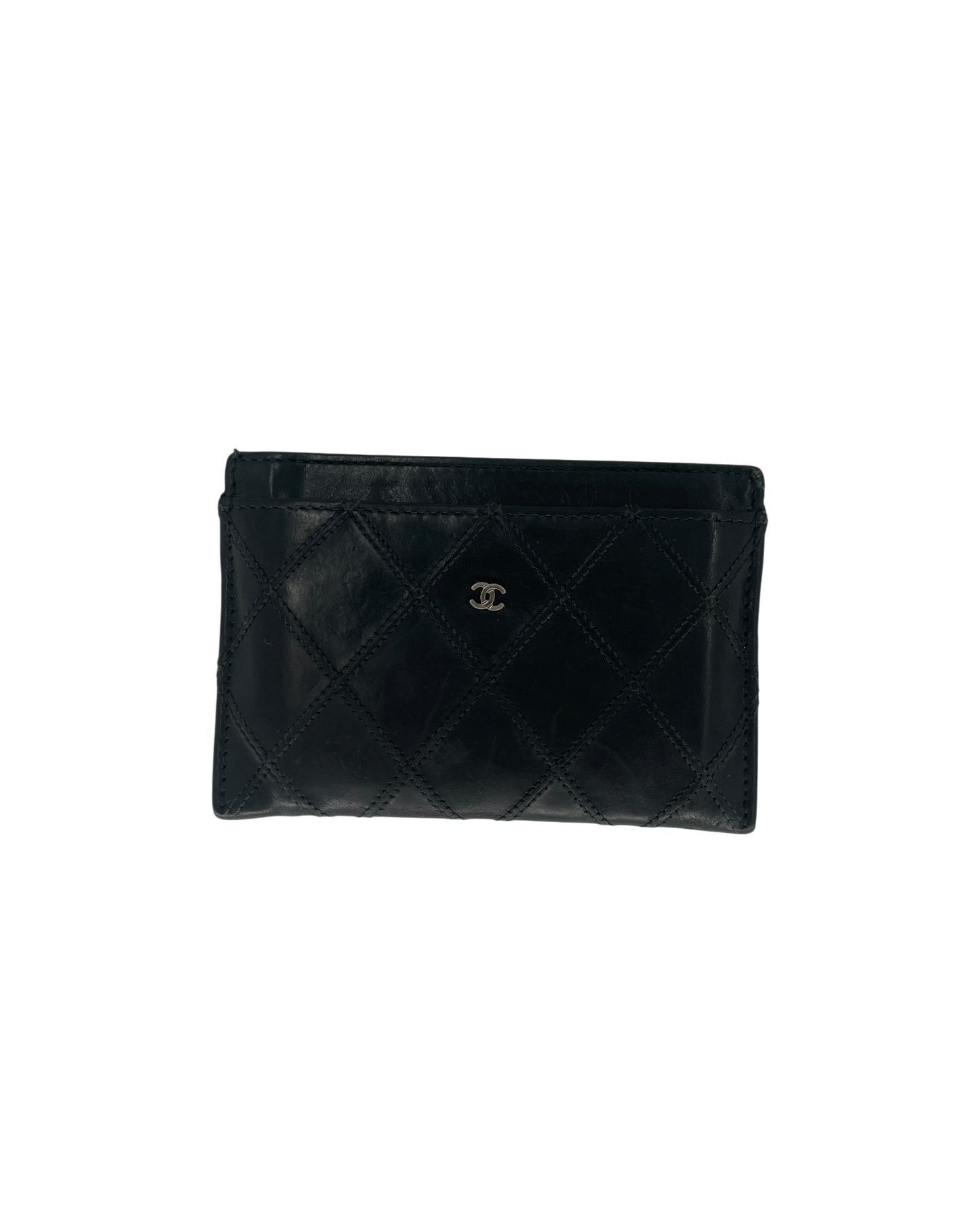Chanel Porte-cartes en cuir noir