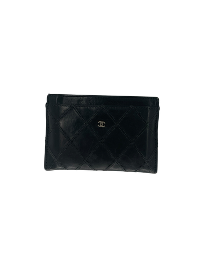 Chanel Porte-cartes en cuir noir