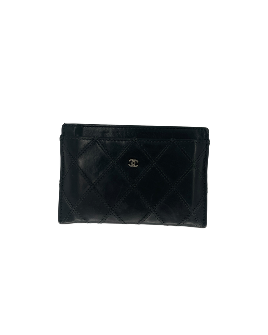 Chanel Porte-cartes en cuir noir
