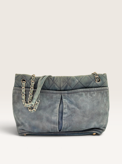 Chanel CC blue denim cabas sac en cuir