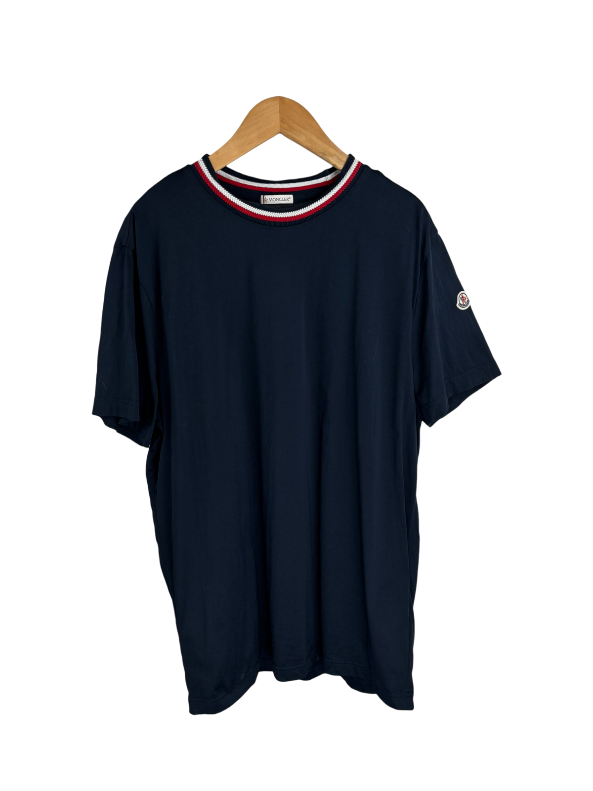 Moncler T-shirt Col Rouge et Blanc