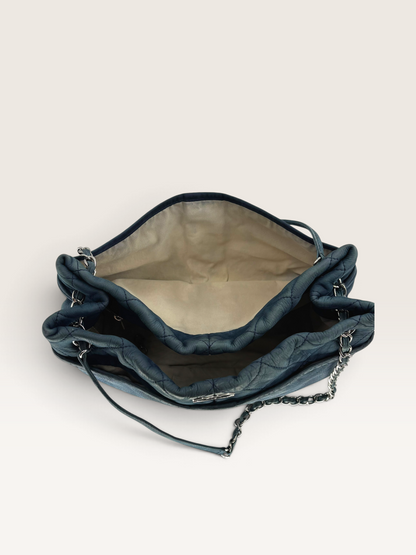 Chanel CC blue denim cabas sac en cuir