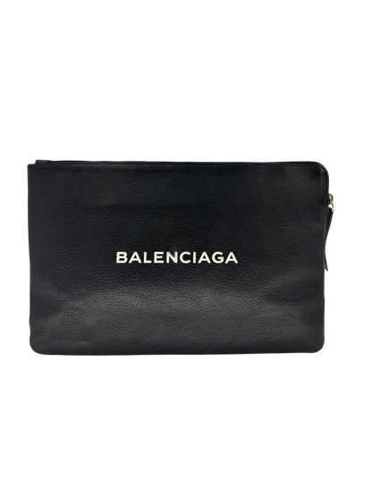 Balenciaga Pochette en Cuir Noir