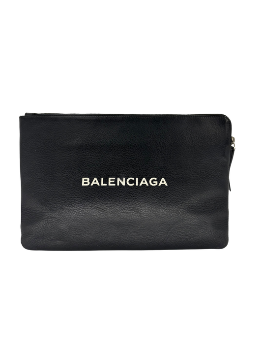 Balenciaga Pochette en Cuir Noir