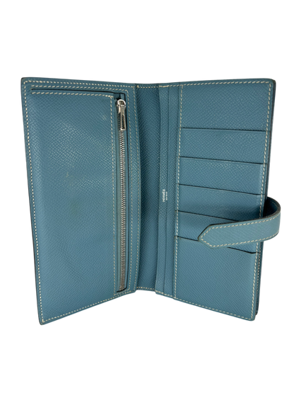 Hermès Portefeuille Béarn Soufflet bleu