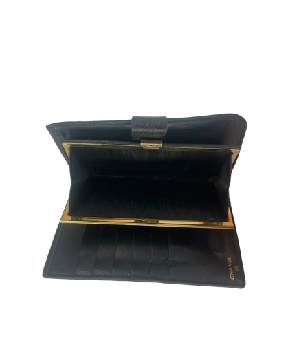 Chanel Portefeuille en cuir noir