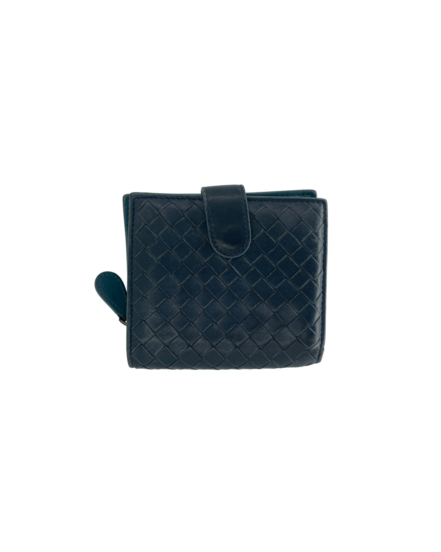 Bottega Veneta Porte-monnaie en cuir bleu