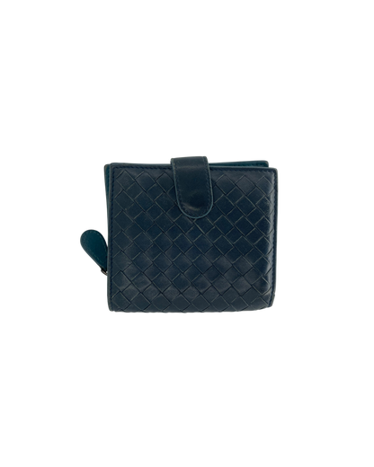 Bottega Veneta Porte-monnaie en cuir bleu