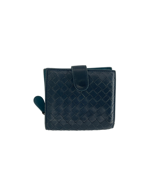 Bottega Veneta Porte-monnaie en cuir bleu