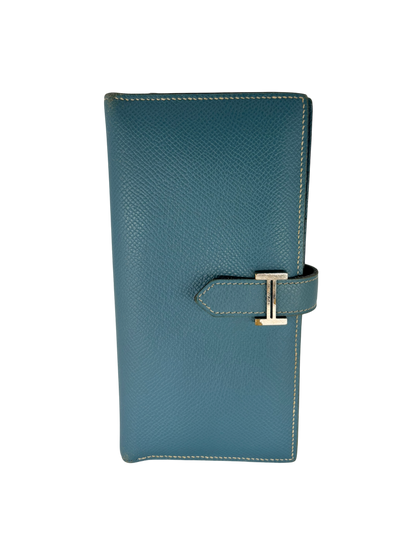 Hermès Portefeuille Béarn Soufflet bleu