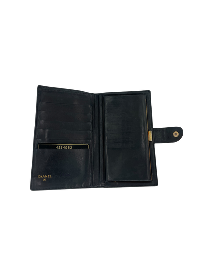 Chanel portefeuille en cuir noir