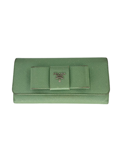Prada Porte-monnaie en cuir vert