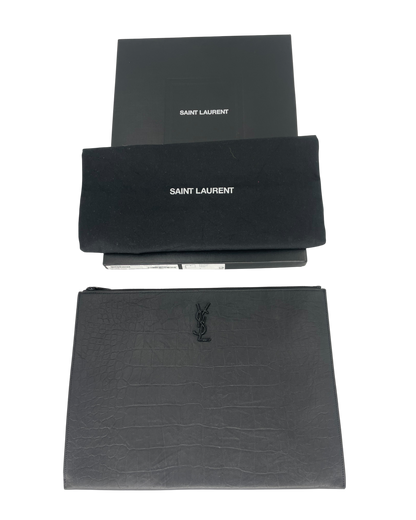 Saint Laurent Pochette croco noir