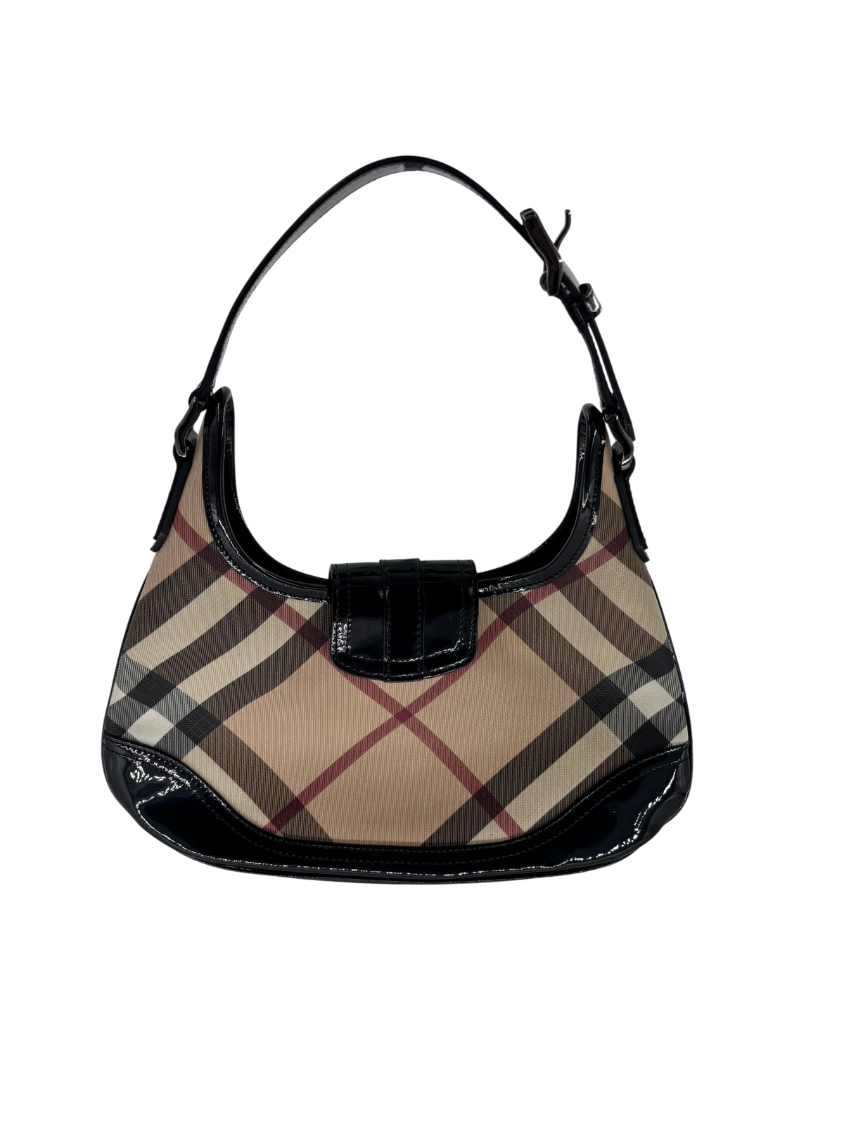 Burberry Sac porté épaule Tartan beige