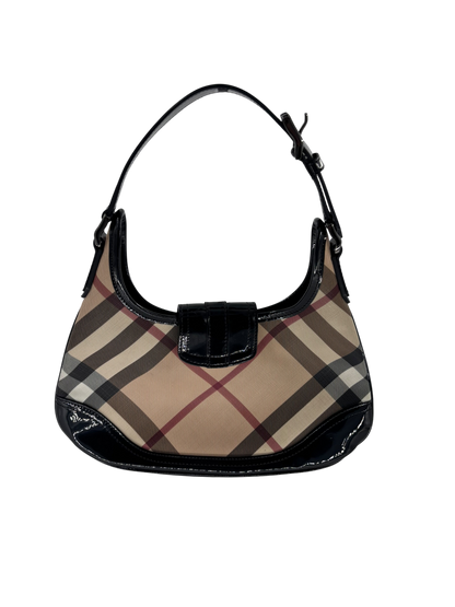 Burberry Sac porté épaule Tartan beige