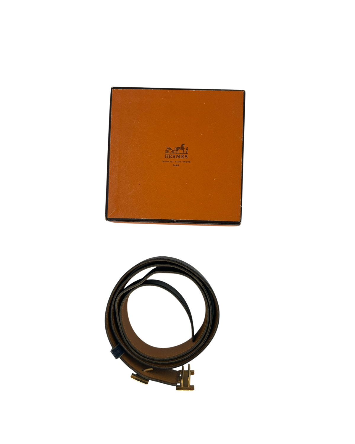 Hermès Ceinture H noir/camel