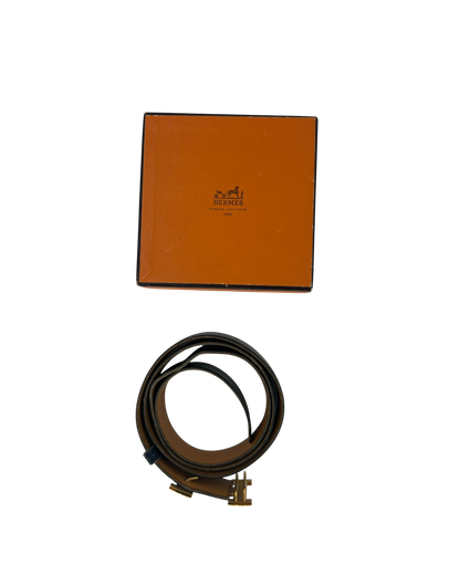 Hermès Ceinture H noir/camel