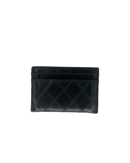 Chanel Porte-cartes en cuir noir