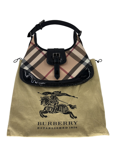 Burberry Sac porté épaule Tartan beige