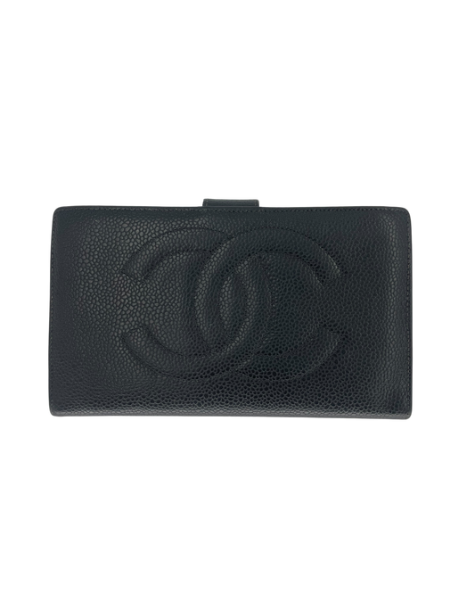 Chanel portefeuille en cuir noir