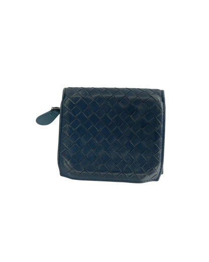 Bottega Veneta Porte-monnaie en cuir bleu